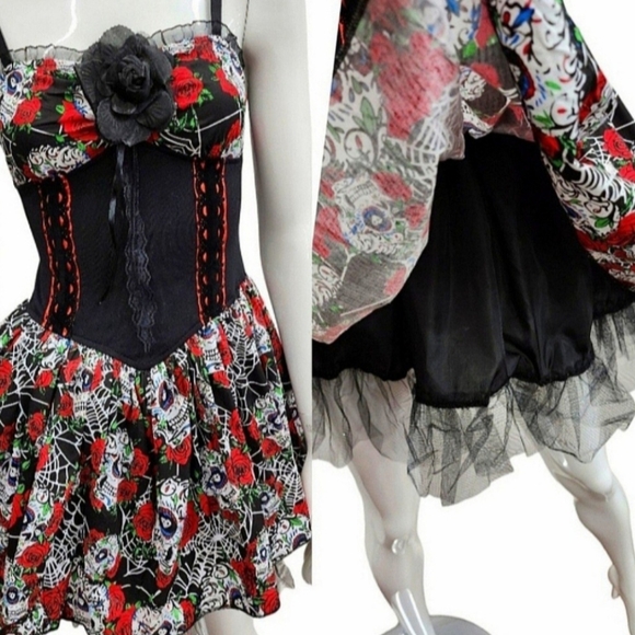 Hot Topic Wholesale Bundle Sugar Skulls Corset Tulle Mini 10 Dresses M NWT - Picture 4 of 12